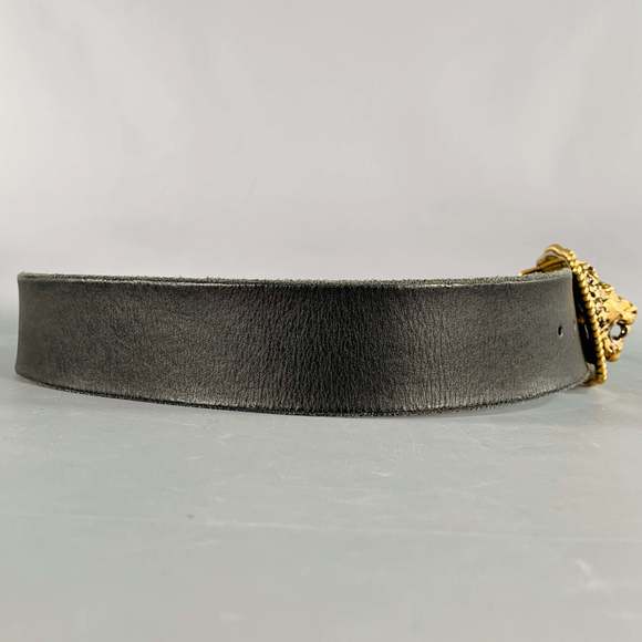 GUCCI Black Gold Leather Metal Belt - Picture 2 of 7